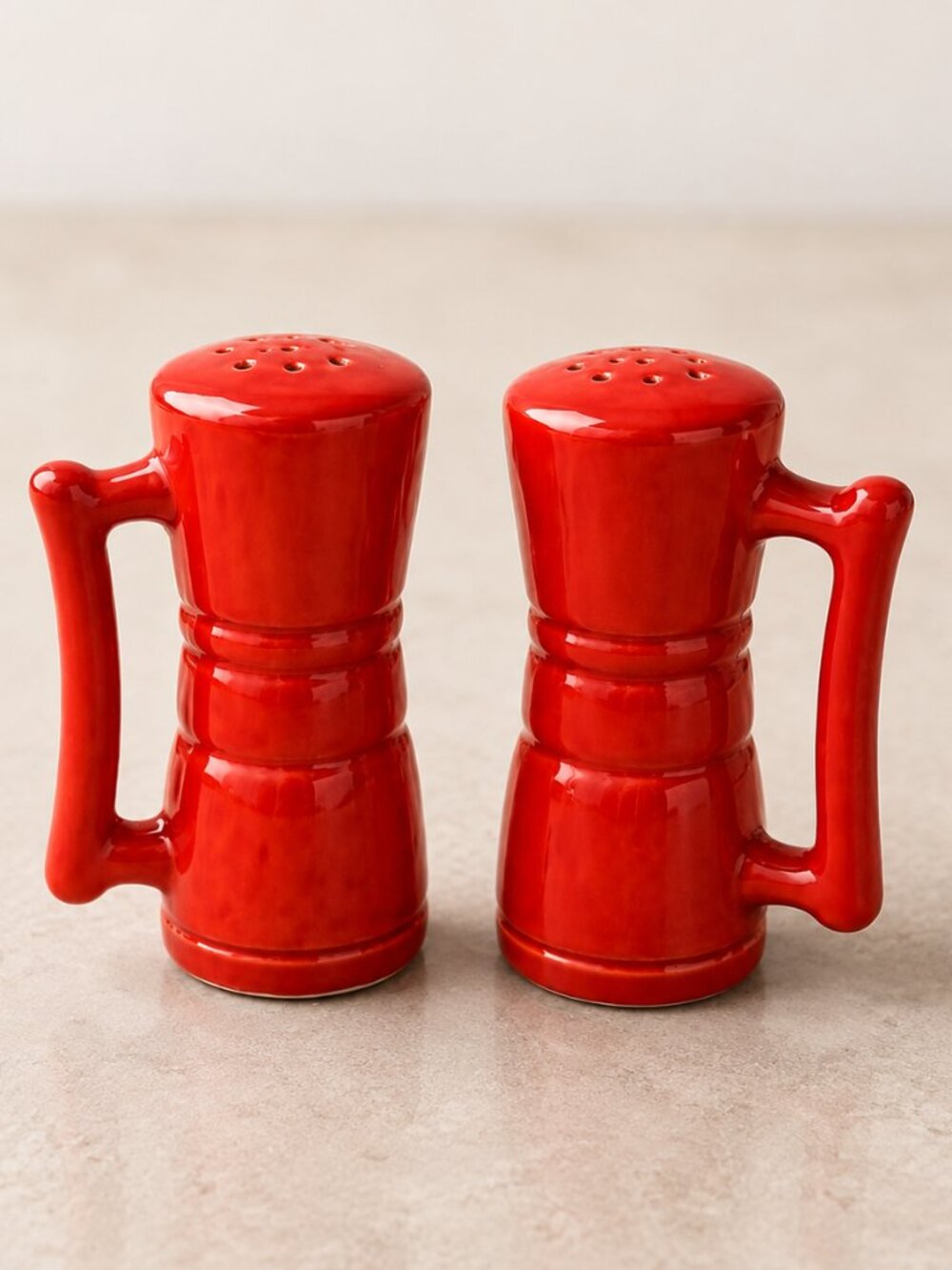 VTG Frankoma Flame CIRCA 1950's Red Ceramic Mug Salt & Pepper Shakers –MCM Japan